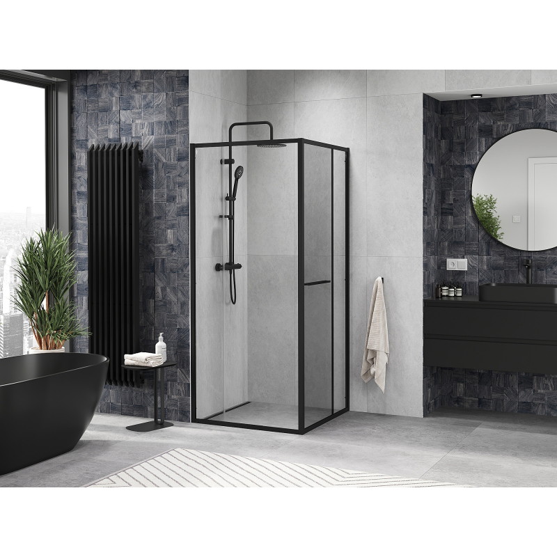 Mexen Linea разтегателна душ кабина 80 x 80 см, прозрачна, черна - 8E1-080-080-70-70