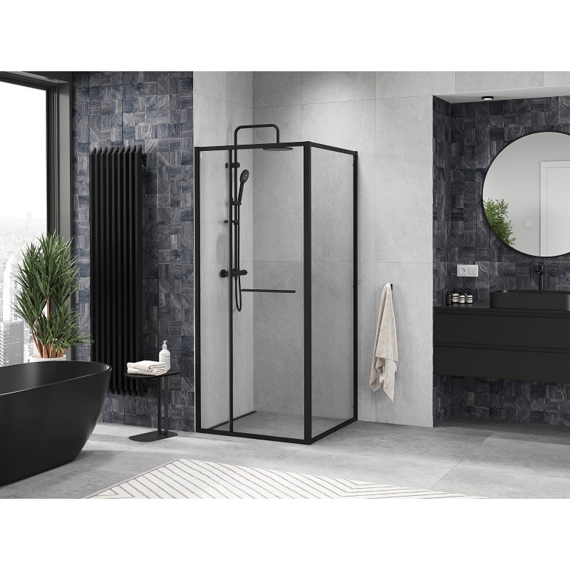 Mexen Linea разтегателна душ кабина 90 x 90 см, прозрачна, черна - 8E1-090-090-70-70