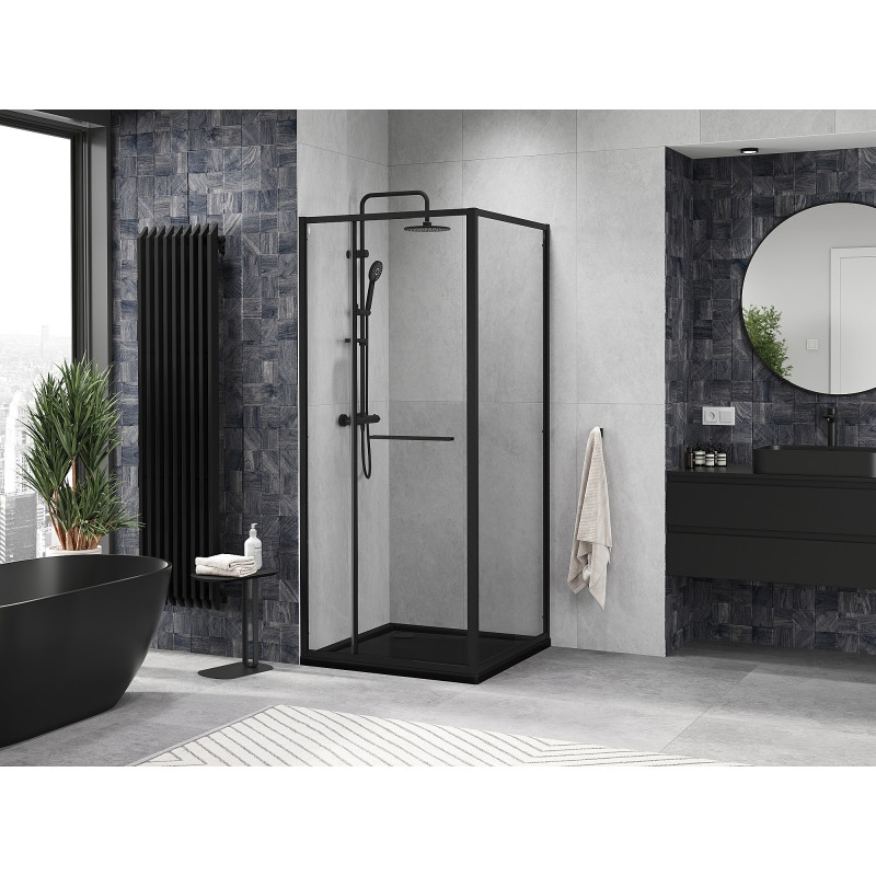 Mexen Linea плъзгаща душ кабина 95 x 95 см, прозрачна, черна - 8E1-095-095-70-70