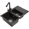 Mexen Gaspar гранитна мивка с 1,5 камери, с отцедник и кухненски смесител Duero,