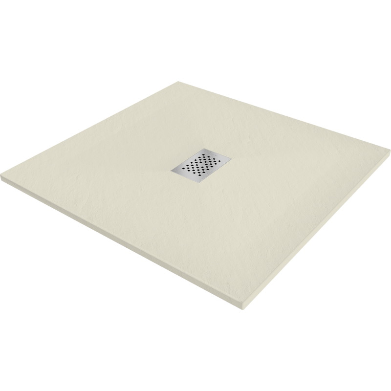 Mexen Hugo Квадратен поддушов корито SMC 100 x 100 см, бежово, капак Inox - 42691010-X
