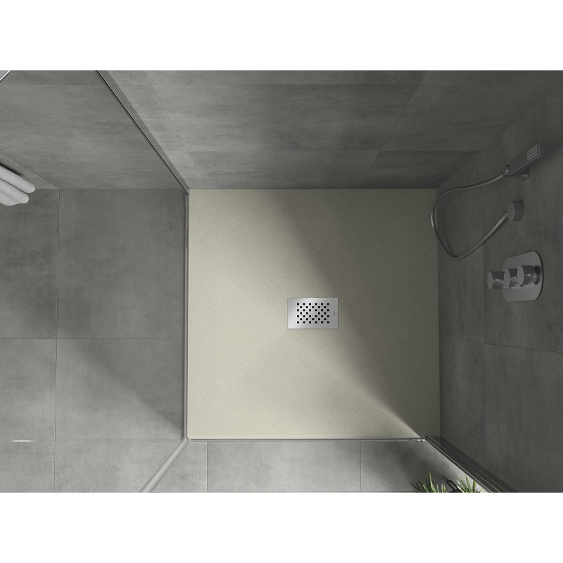 Mexen Hugo Квадратен поддушов корито SMC 100 x 100 см, бежово, капак Inox - 42691010-X