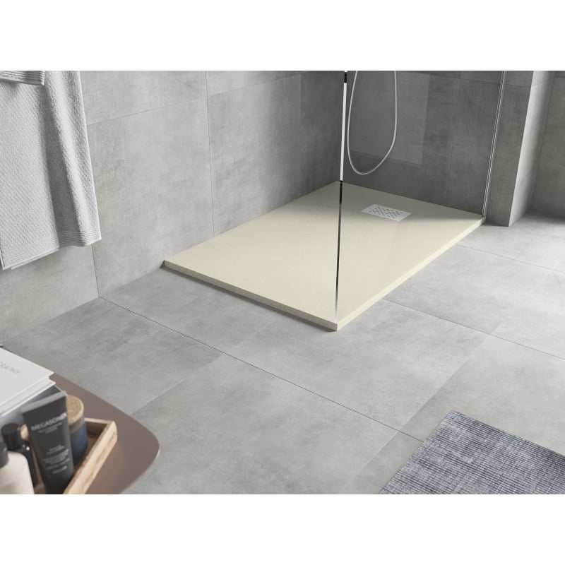Mexen Hugo правоъгълно корито SMC 100 x 90 cm, бежово, бял капак - 42699010-W