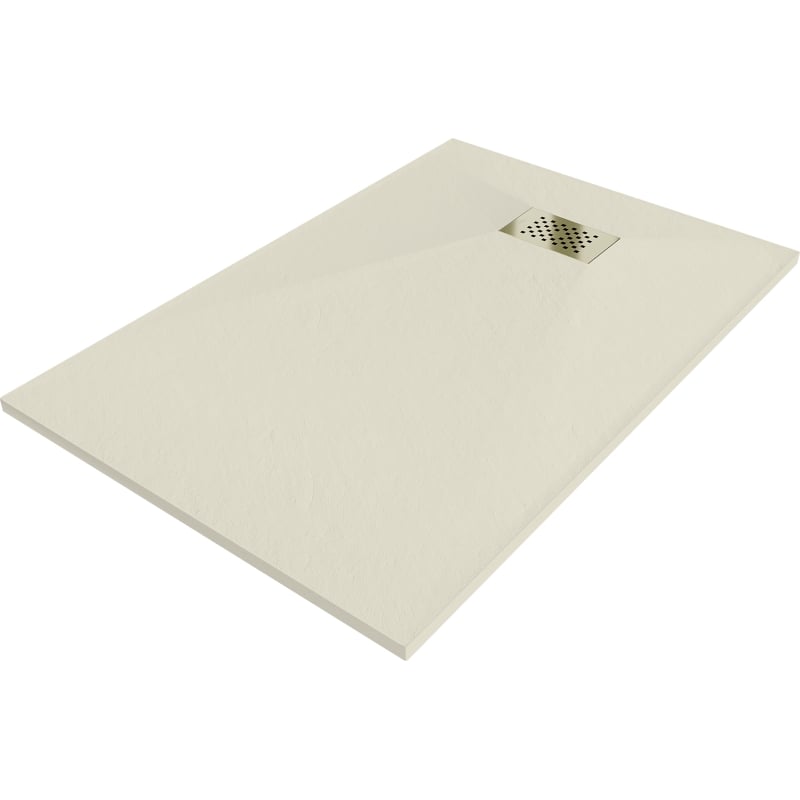 Mexen Hugo правоъгълна душ кабина SMC 100 x 80 см, бежова, златен капак - 42698010-G