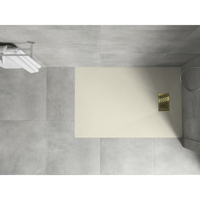Mexen Hugo Правоъгълна душ кабина SMC 120 x 70 см, бежова, златен капак - 42697012-G