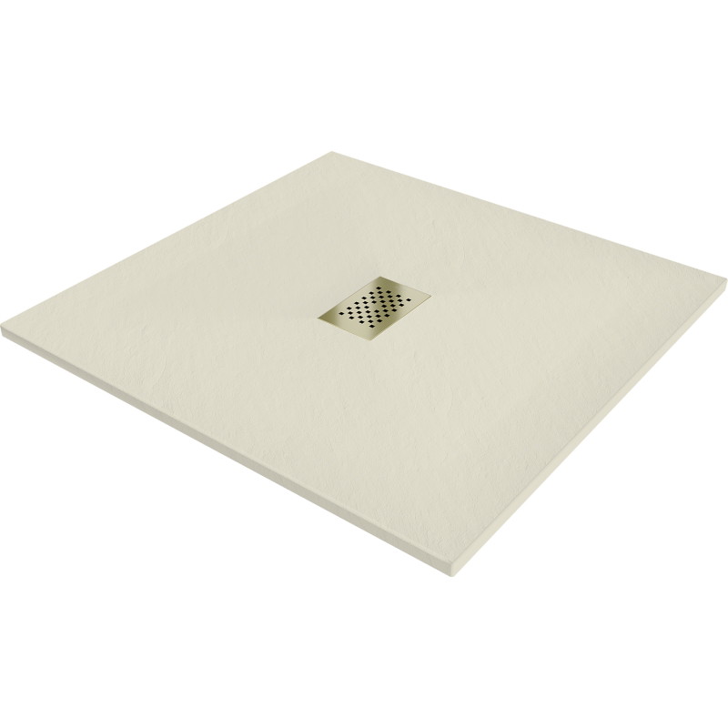 Mexen Hugo квадратен душов поддон SMC 100 x 100 см, бежов, златна маска - 42691010-G
