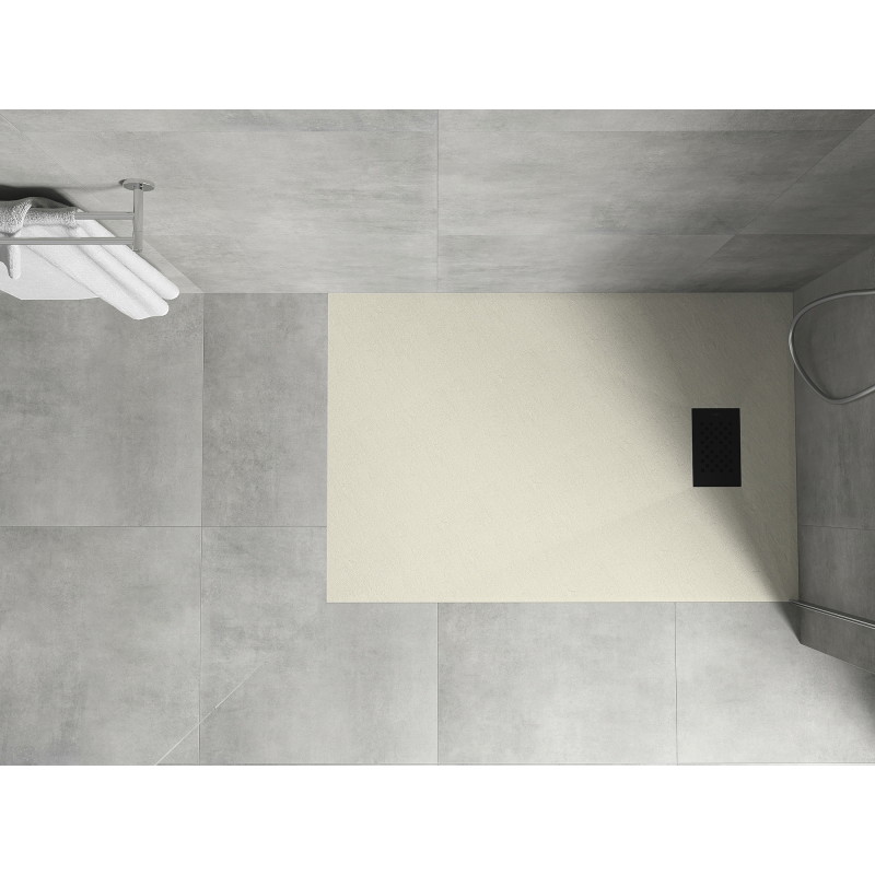 Mexen Hugo правоъгълен душ кабина SMC 90 x 80 cm, бежов, черен капак - 42698090-B