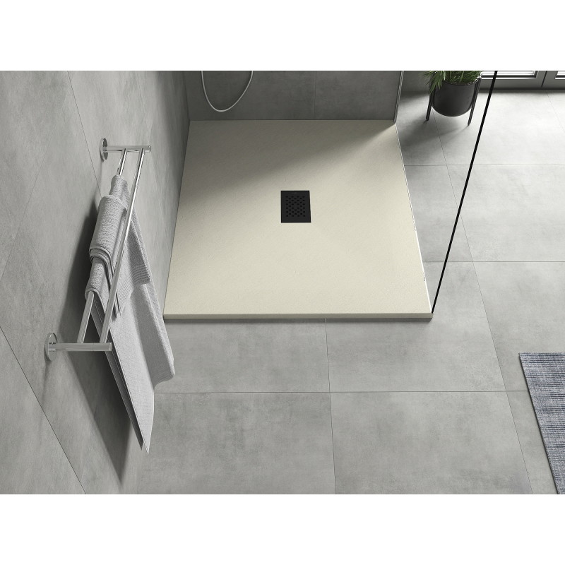 Mexen Hugo правоъгълна душ кабина SMC 120 x 100 см, бежова, черна капачка - 42691012-B