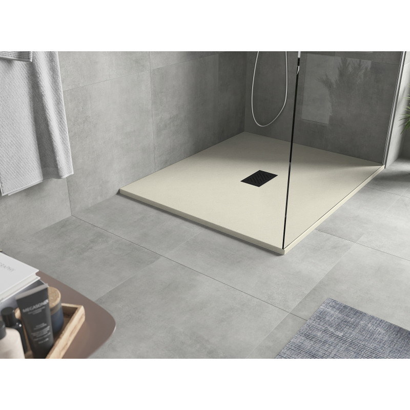 Mexen Hugo правоъгълна душ кабина SMC 120 x 100 см, бежова, черна капачка - 42691012-B