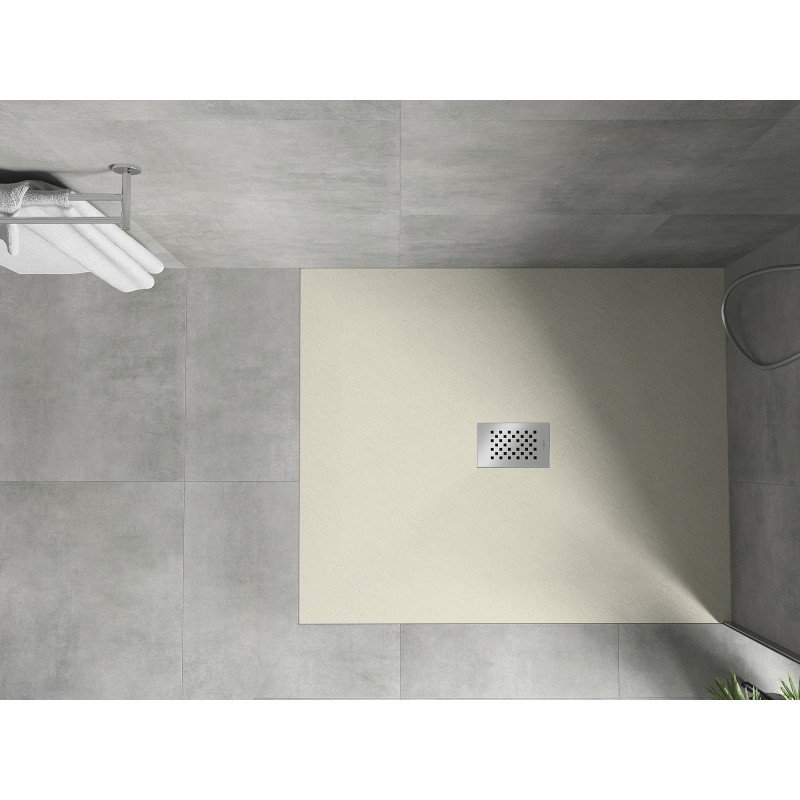 Mexen Hugo правоъгълна душ кабина SMC 120 x 100 см, бежова, иноксова решетка