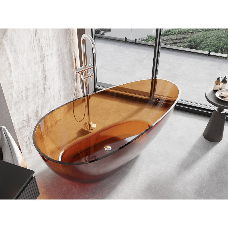 Mexen Glass самостоятелно стояща прозрачна вана 170 x 85 cm, earth, хромиран