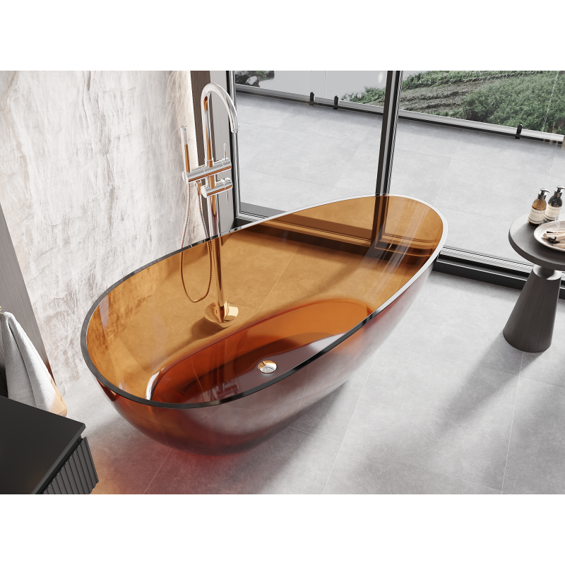 Mexen Glass седяща вана свободностояща прозрачна 170 x 85 см, хромиран капак - 58061708505
