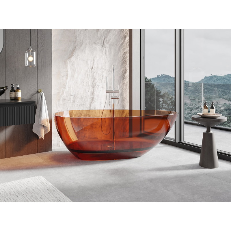 Mexen Glass самостоятелно стояща прозрачна вана 170 x 85 cm, earth, хромиран
