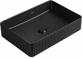 Mexen Grovo умивалник за плот с оребрена повърхност 51 x 37 см, черен мат - 22305185