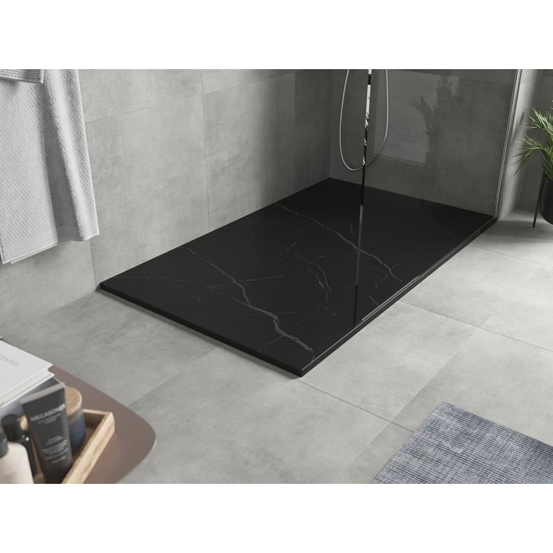 Mexen Hugo правоъгълна душ кабина SMC 150 x 80 см, черен камък - 42758015
