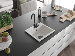 Mexen Milo гранитна кухненска мивка с една камера и кухненски смесител Telma,