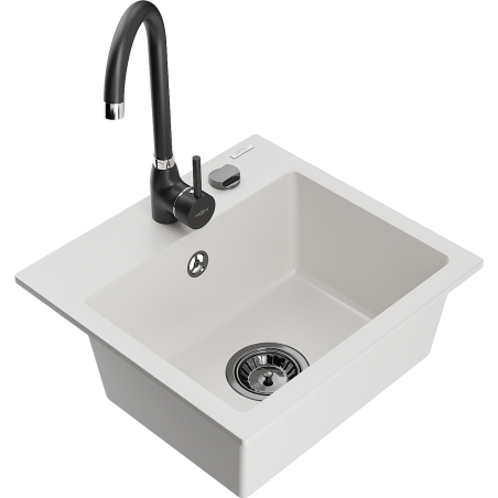 Mexen Milo гранитна кухненска мивка с една камера и кухненски смесител Telma,