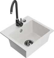 Mexen Milo гранитна кухненска мивка с една камера и кухненски смесител Telma,