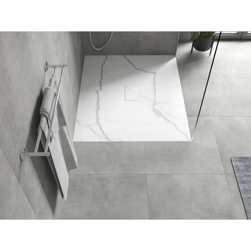 Mexen Hugo правоъгълна душ кабина SMC 120 x 100 см, бял камък - 42151012