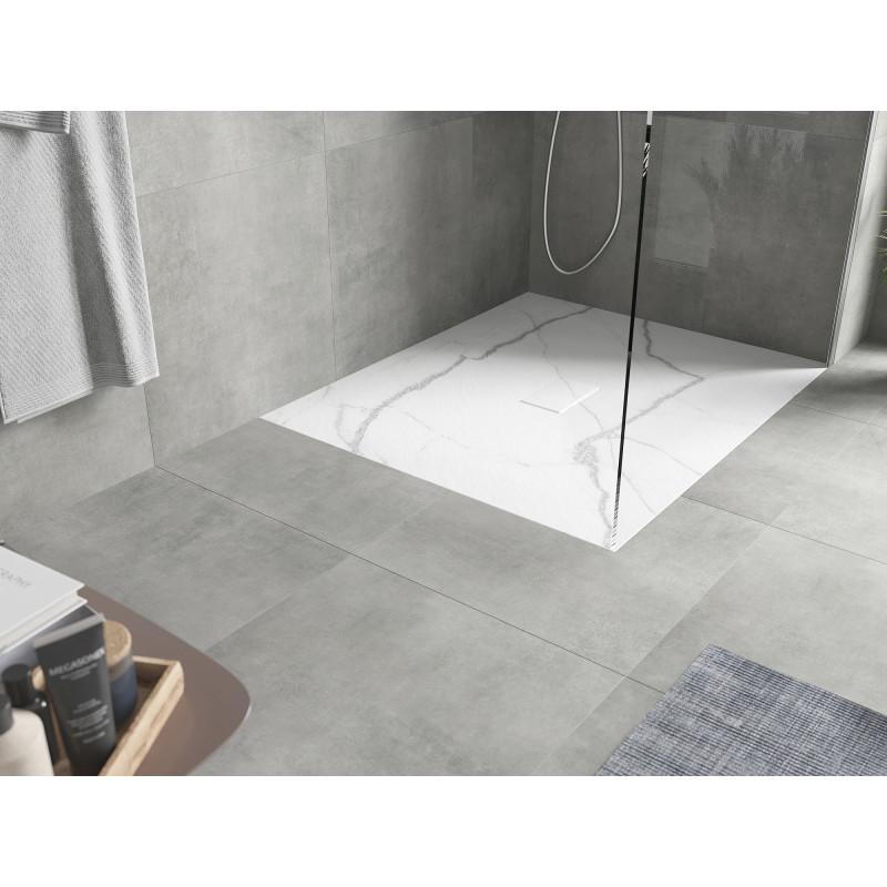 Mexen Hugo правоъгълна душ кабина SMC 120 x 100 см, бял камък - 42151012