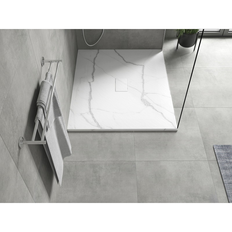 Mexen Hugo правоъгълна душ кабина SMC 120 x 100 см, бял камък - 42151012