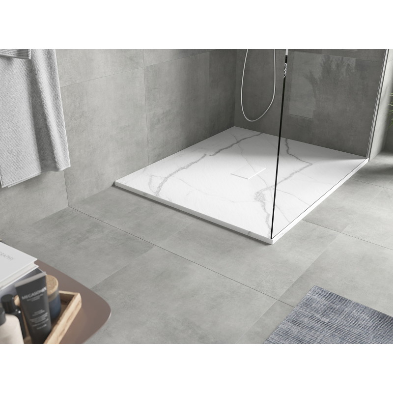 Mexen Hugo правоъгълна душ кабина SMC 120 x 100 см, бял камък - 42151012