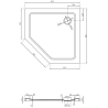 Mexen Flat петоъгълен душов поддръжник slim 80 x 80 cm, бял, сифон хром - 41P108080