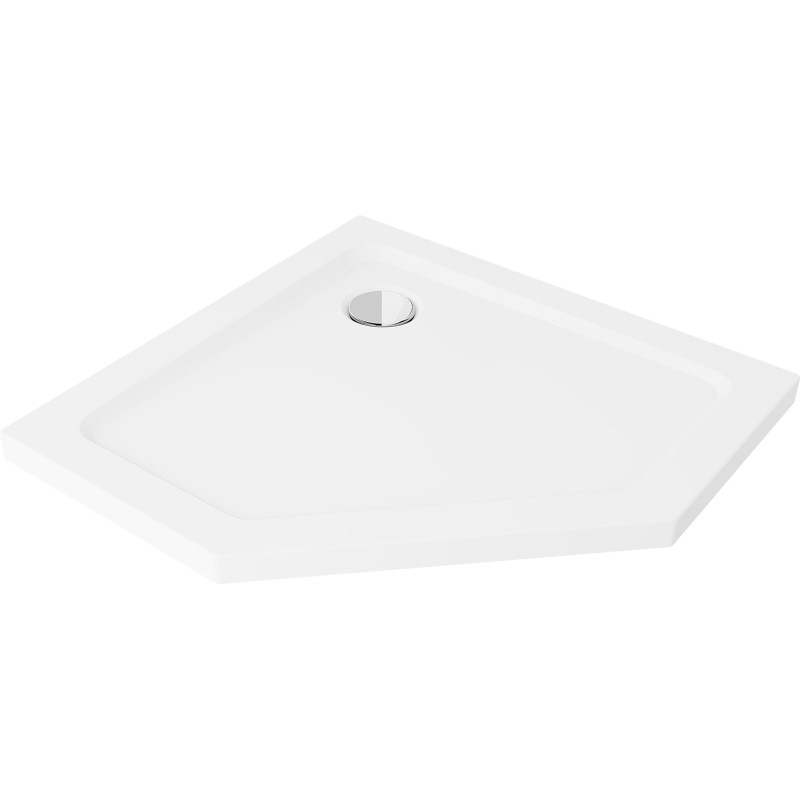 Mexen Flat петоъгълен душов поддон slim 100 x 100 см, бял, сифон хром - 41P101010