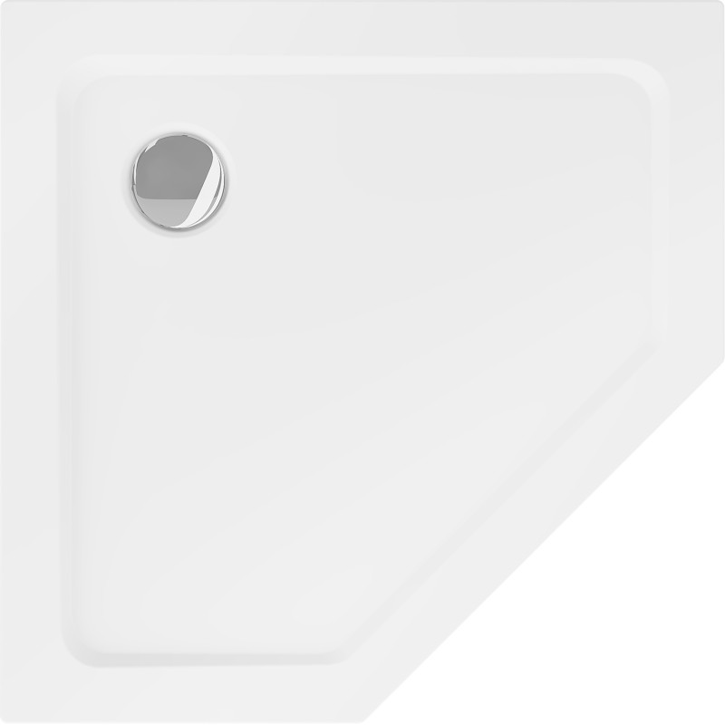 Mexen Flat петоъгълен душов поддон slim 100 x 100 см, бял, сифон хром - 41P101010