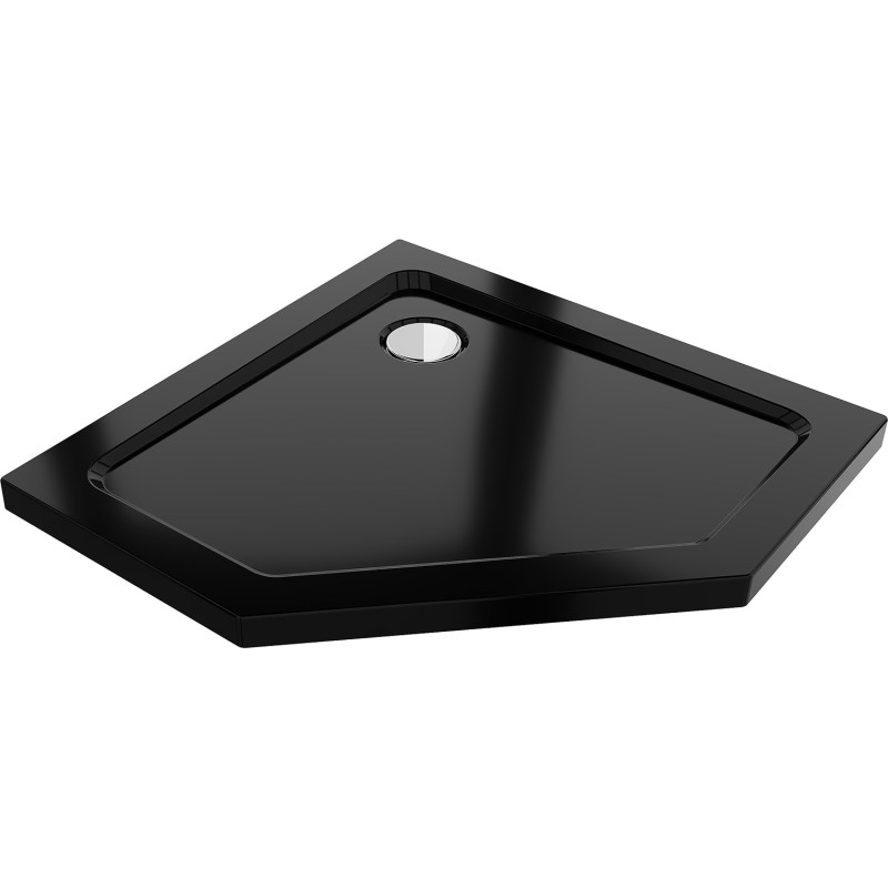 Mexen Flat петстенна тънка душ кабина 90 x 90 см, черна, сифон хром - 41P709090