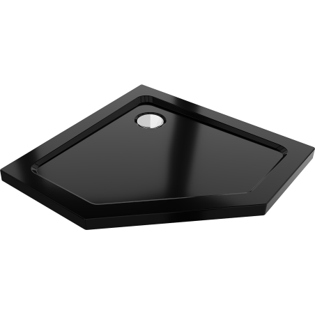 Mexen Flat петстенен тънък душ корито 100 x 100 см, черен, хром сифон - 41P701010