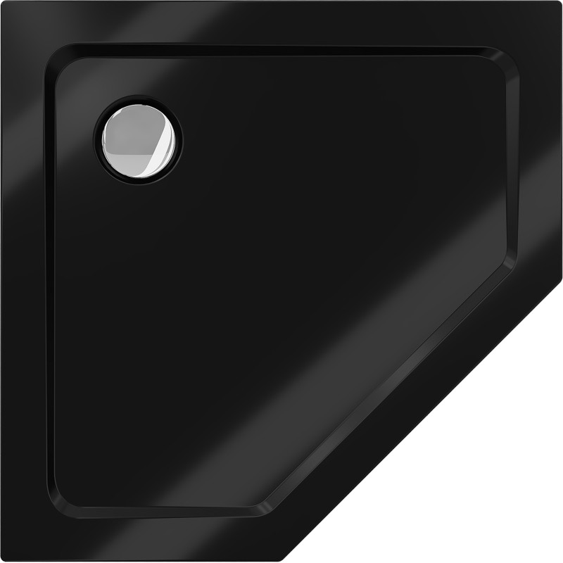 Mexen Flat петстенен тънък душ корито 100 x 100 см, черен, хром сифон - 41P701010