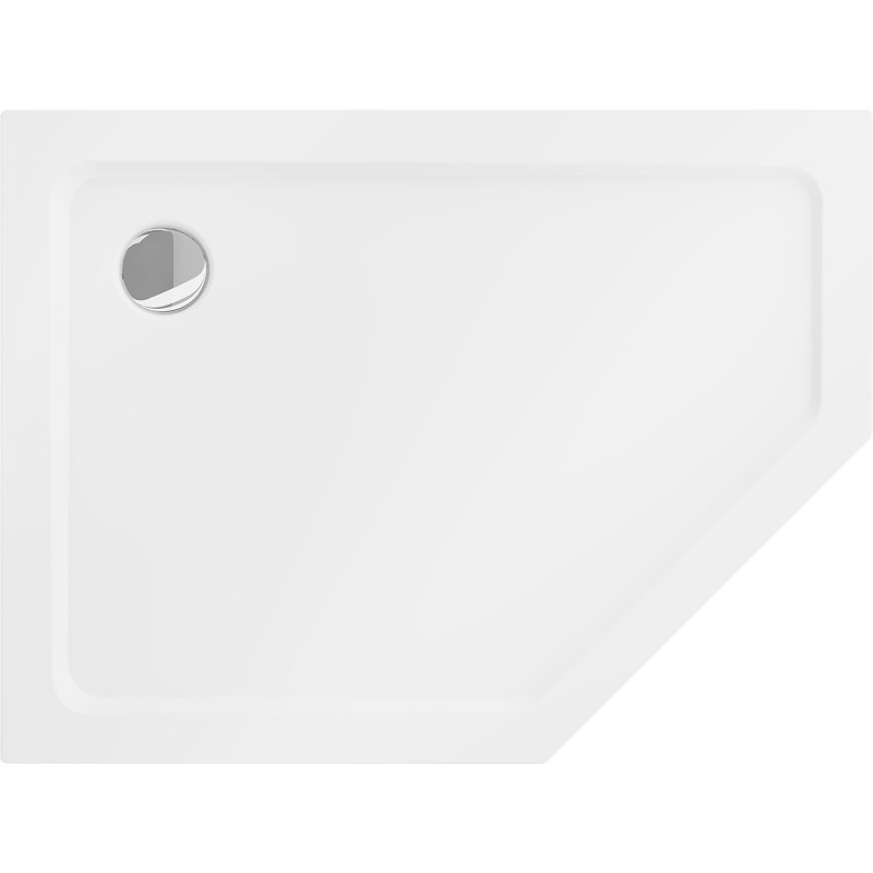 Mexen Flat петостенен тънък поддушник ляв 100 x 90 см, бял, сифонов хром - 41P109010L