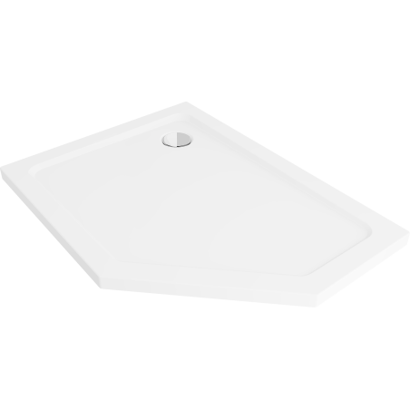 Mexen Flat петостенен тънък поддушник ляв 100 x 90 см, бял, сифонов хром - 41P109010L