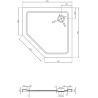 Mexen Flat петстенна тънка душ кабина 90 x 90 см, черна, сифон хром - 41P709090
