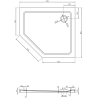 Mexen Flat петостенен тънък душов коритен панел десен 90 x 80 см, черен,