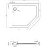 Mexen Flat петоъгълно тънко ляво duş основа 100 x 80 cm, черно, сифон хром - 41P708010L