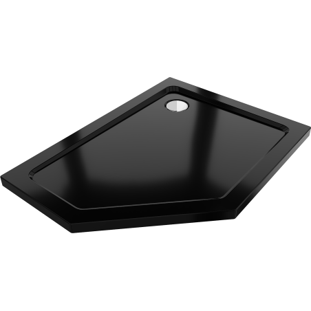Mexen Flat петостенен тънък душов поднос десен 100 x 80 см, черен, сифон хром