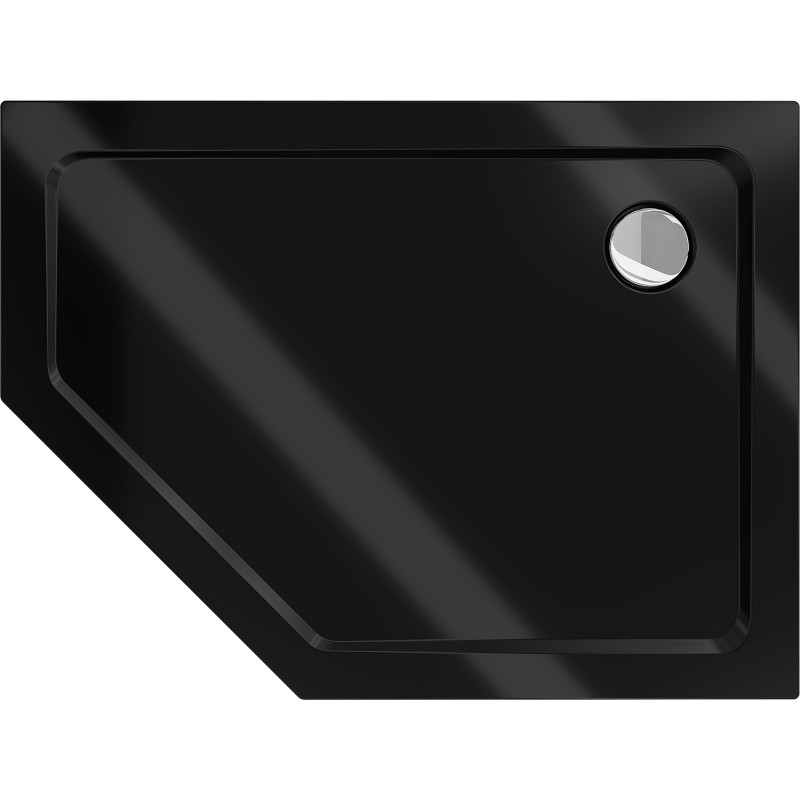 Mexen Flat петостенен тънък душов поднос десен 100 x 80 см, черен, сифон хром