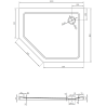 Mexen Flat петостенен тънък душов поднос десен 100 x 80 см, черен, сифон хром