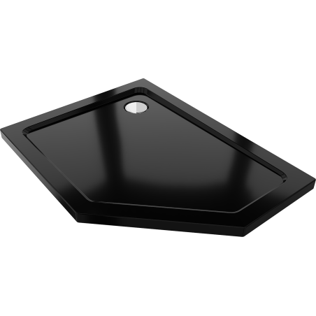 Mexen Flat петостенен тънък ляв поддушник 100 x 90 см, черен, сифон хром - 41P709010L