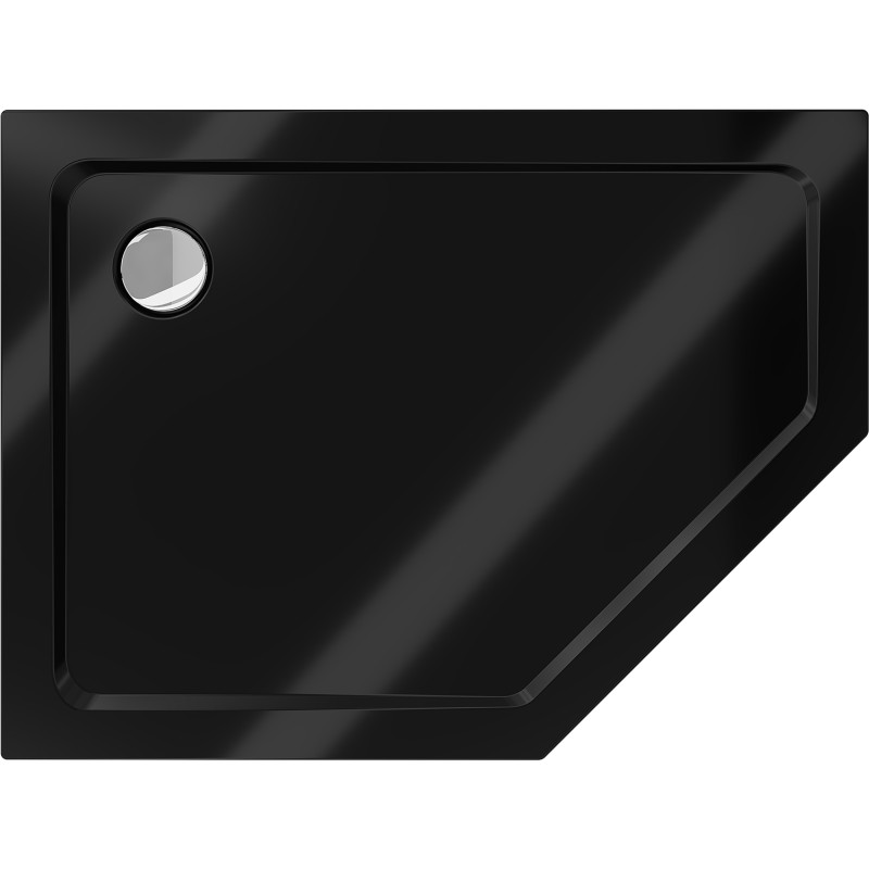Mexen Flat петостенен тънък ляв поддушник 100 x 90 см, черен, сифон хром - 41P709010L