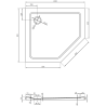 Mexen Flat петостенен тънък ляв поддушник 100 x 90 см, черен, сифон хром - 41P709010L