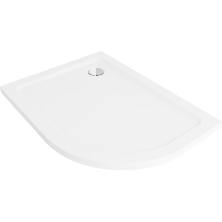Mexen Flat полукръгъл плосък ляв 120 x 80 см, бял, сифон хром - 41108012L