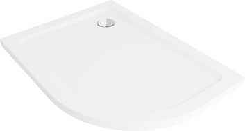 Mexen Flat полукръгъл поддушов плот slim ляв 120 x 80 см, бял, сифон хром - 41108012L