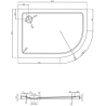 Mexen Flat полукръгъл плосък ляв душов съд 120 x 90 см, бял, хром сифон - 41109012L