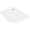 Mexen Flat полукръгъл slim ляв душов поддушник 120 x 90 см, бял, сифон златист