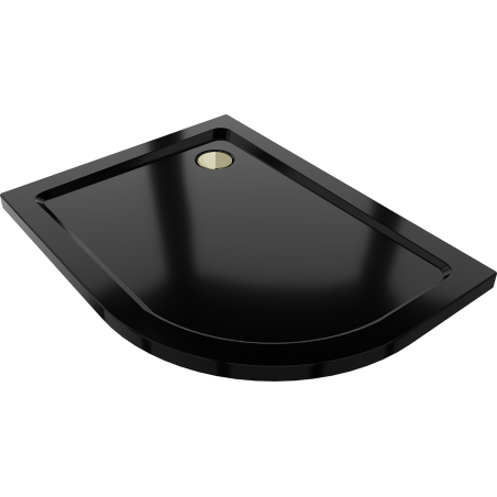 Mexen Flat полукръгъл душ корито тънък ляв 120 x 90 см, черен, сифон златен