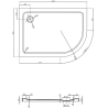 Mexen Flat полукръгъл плосък ляв 120 х 80 см, бял, сифон черен - 41108012L-B