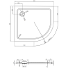 Mexen Flat плосък полукръгъл черен душов поднос 90 x 80 см, с черен сифон